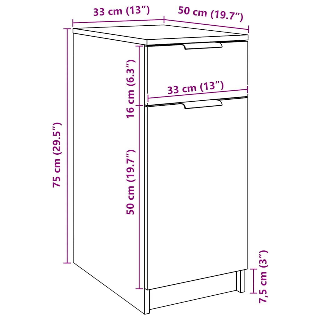Büroschrank Weiß 33,5x50x75 cm Holzwerkstoff