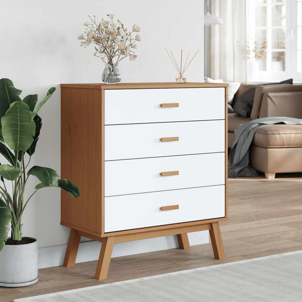 Schubladenschrank OLDEN Braun Massivholz Kiefer