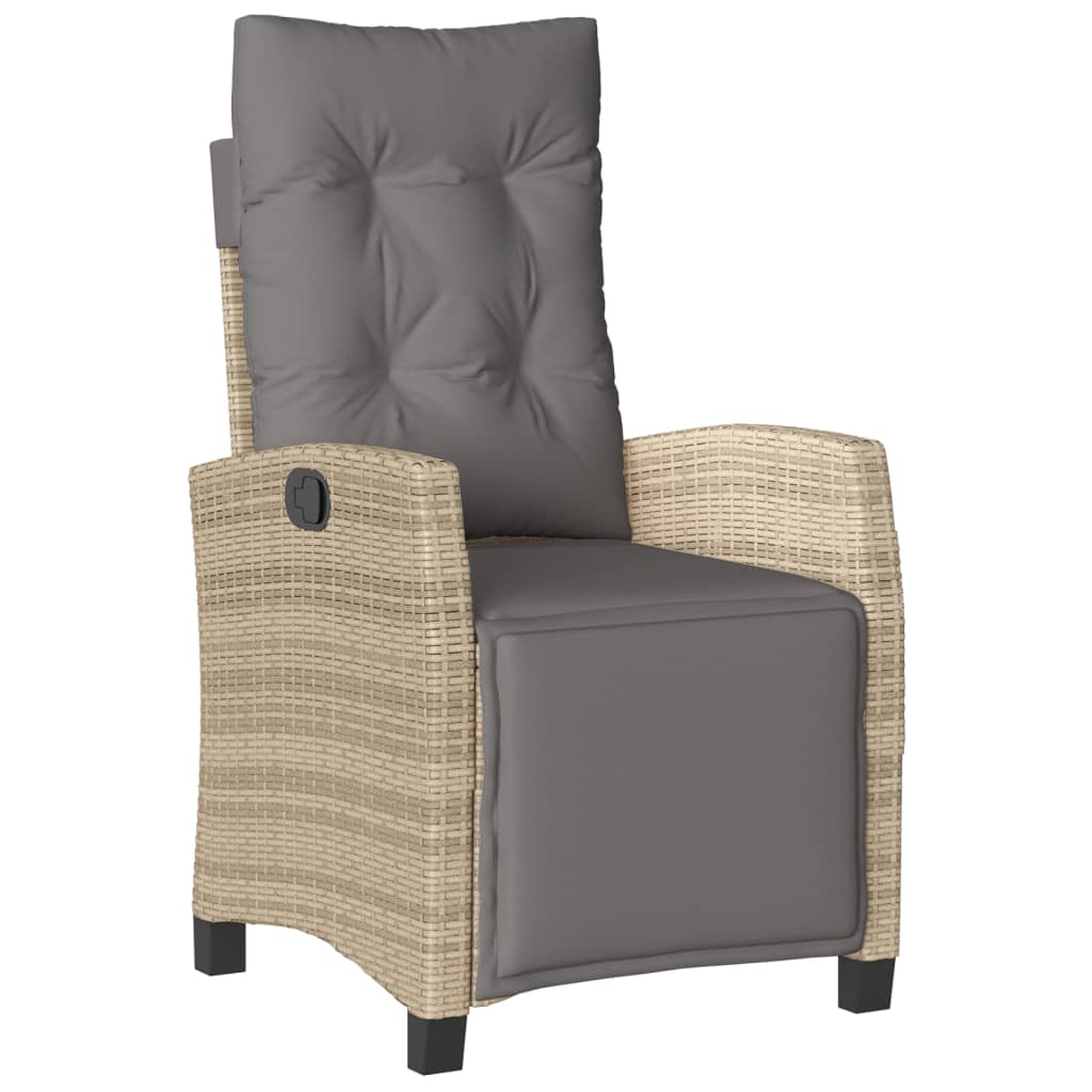 Gartensessel Verstellbar mit Kissen Schwarz Poly Rattan
