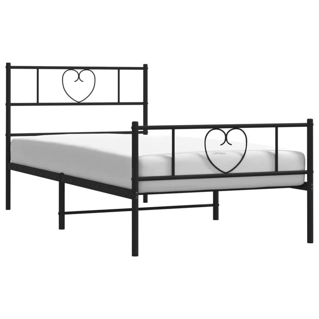 Bettgestell mit Kopfteil Metall Schwarz 100x190 cm