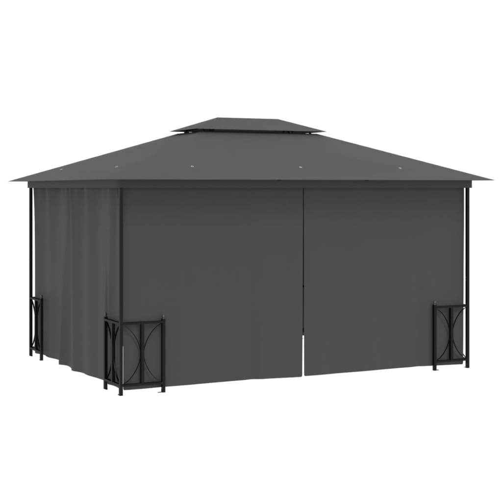 Pavillon mit Seitenwänden & Doppeldach 3x3 m Anthrazit