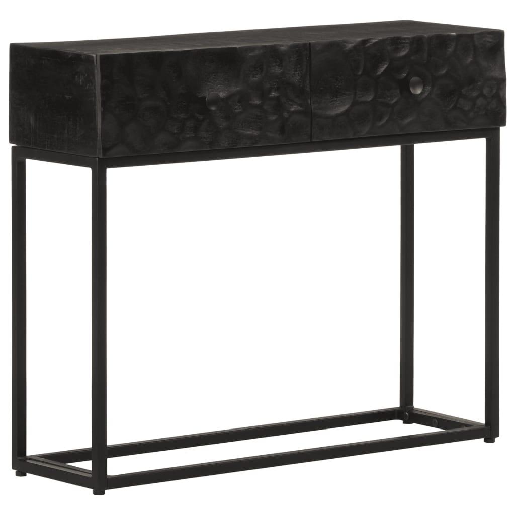 Nachttisch Schwarz 40x30x50 cm Massivholz Mango und Eisen