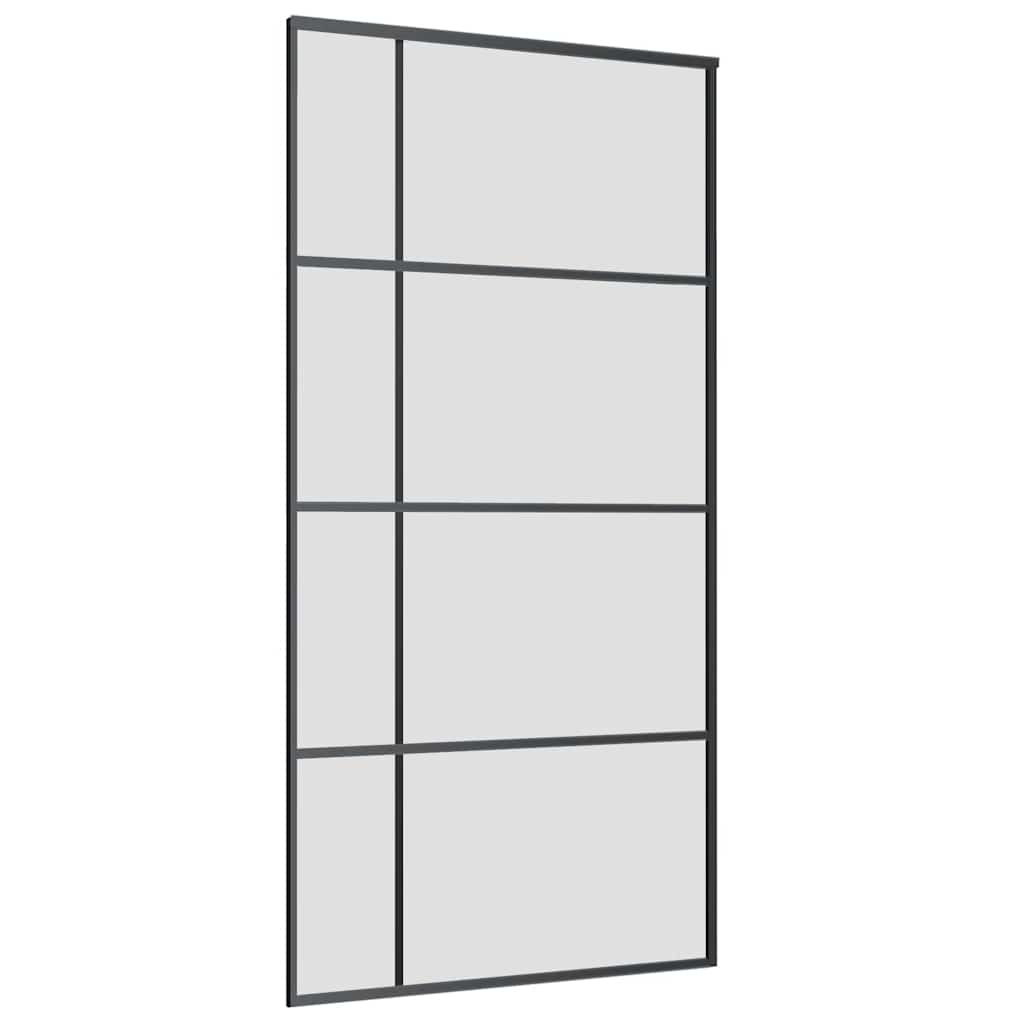 Schiebetür mit Beschlag Schwarz 76x205 cm ESG-Glas