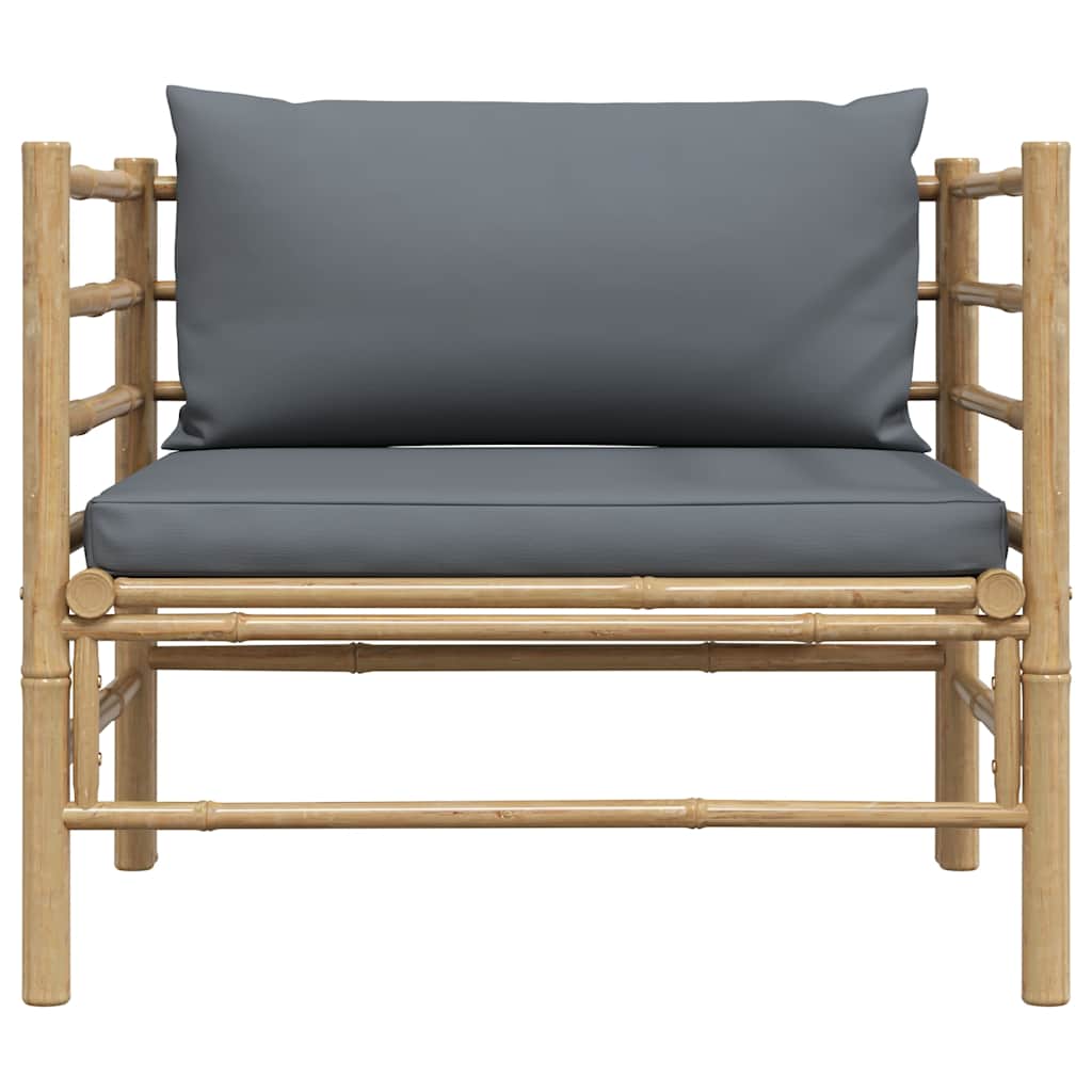 3-tlg. Garten-Lounge-Set mit Kissen Bambus