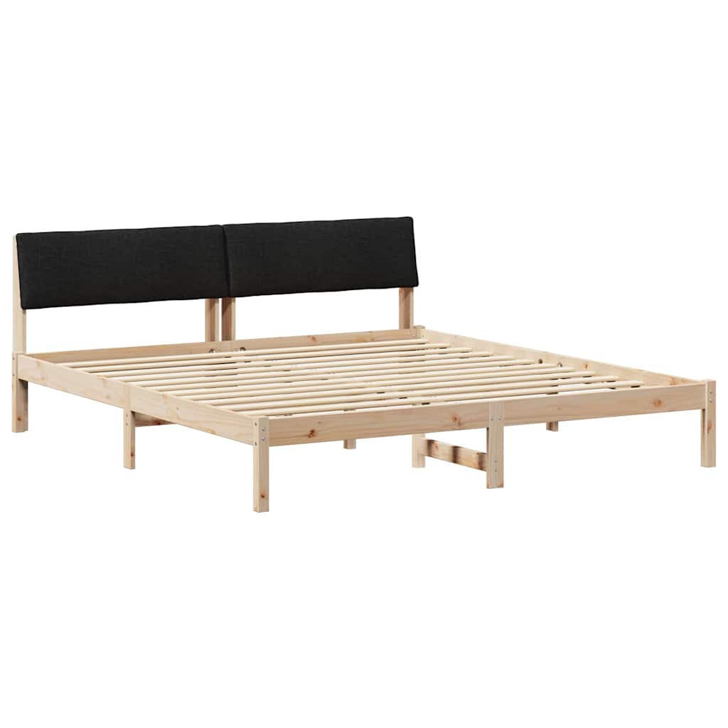 Bettgestell Braun und hellgrau 200 x 200 cm Massivholz Kiefer