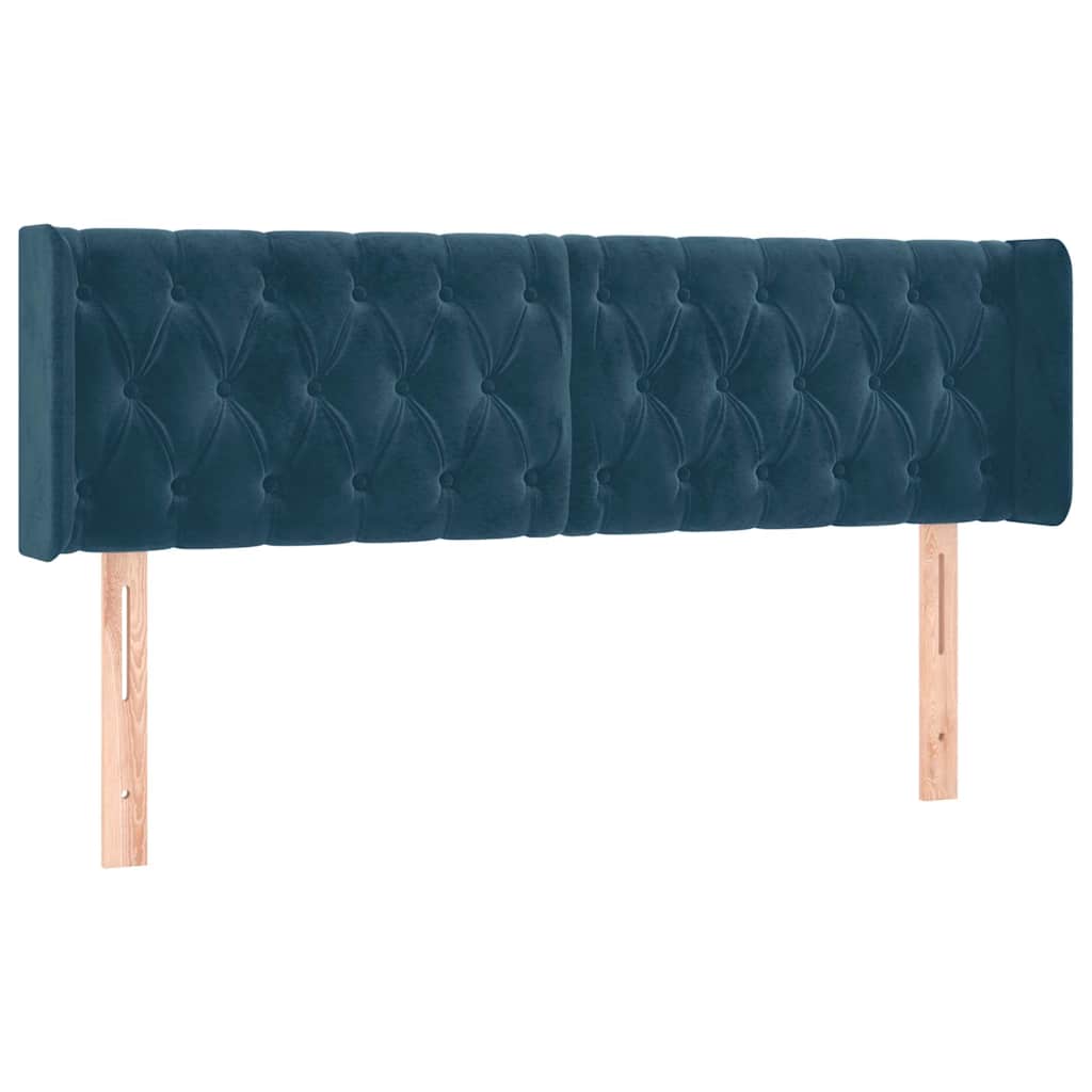Kopfteil mit Ohren Dunkelblau 93x16x78/88 cm Samt