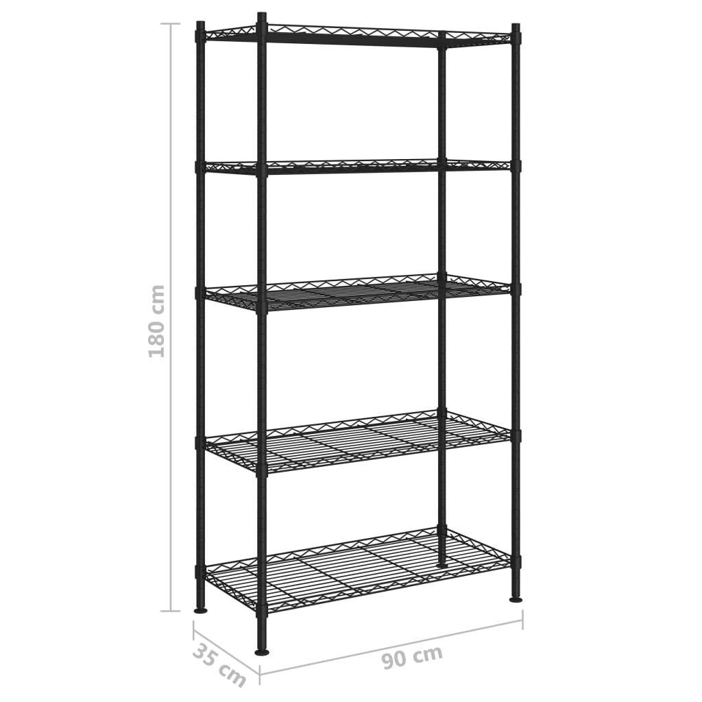 Lagerregal mit 3 Böden 60x35x76 cm Schwarz 150 kg