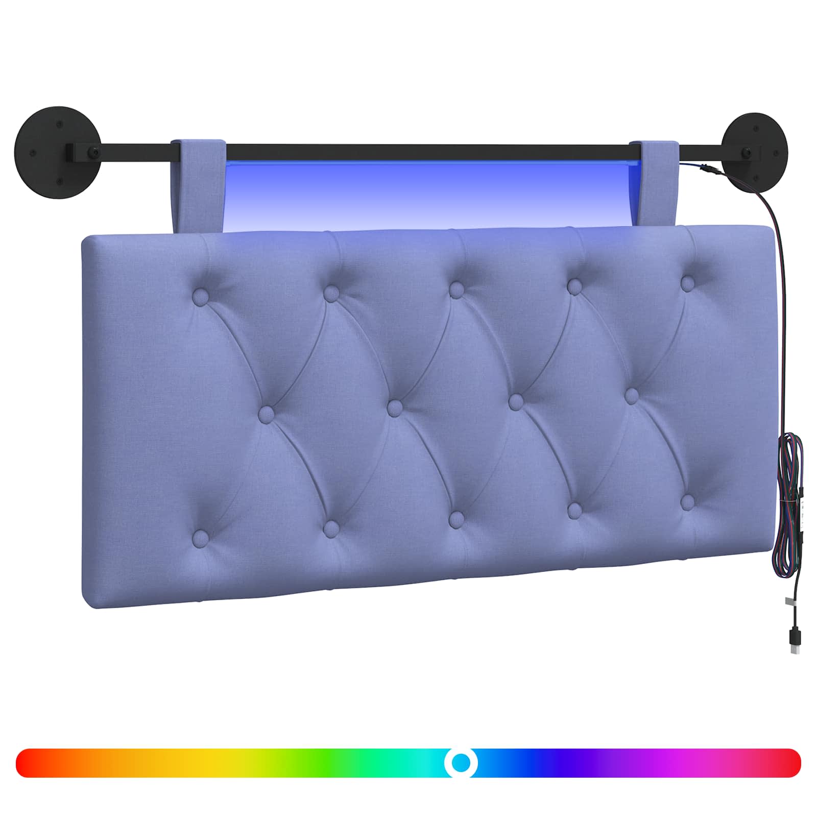 Hängendes Kopfteil Mit LED Licht Wolkengrau Stoff
