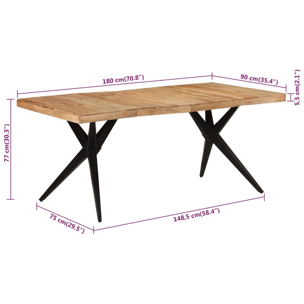 Esstisch 160x80x76 cm Massivholz Akazie