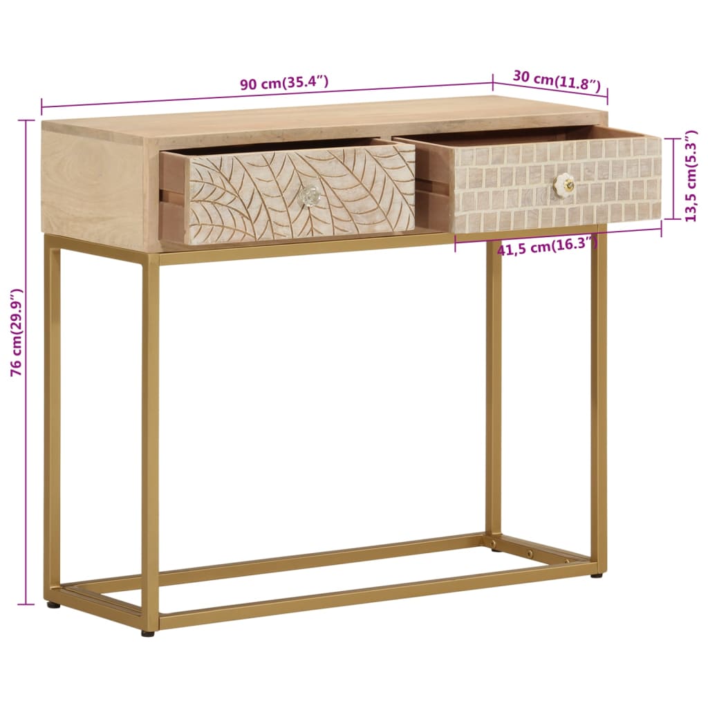 Nachttisch 40x30x50 cm Massivholz Mango und Eisen