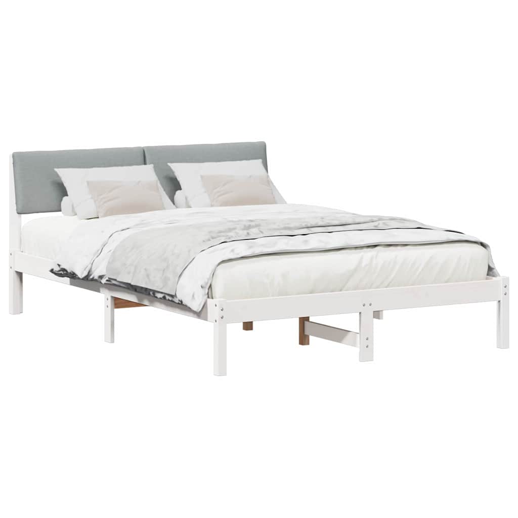 Bettgestell Braun und hellgrau 200 x 200 cm Massivholz Kiefer