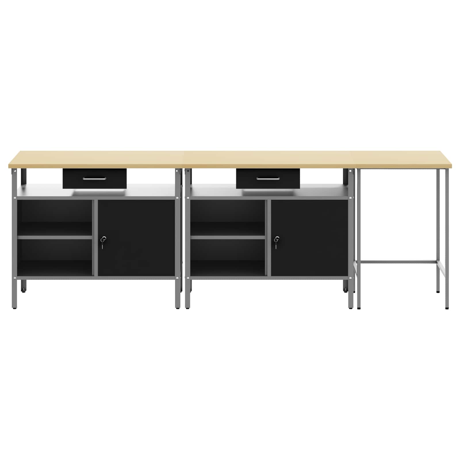 Werkbank-Set mit Schubladen 2 pcs Rot und Grau 200 x 55 x 85 cm