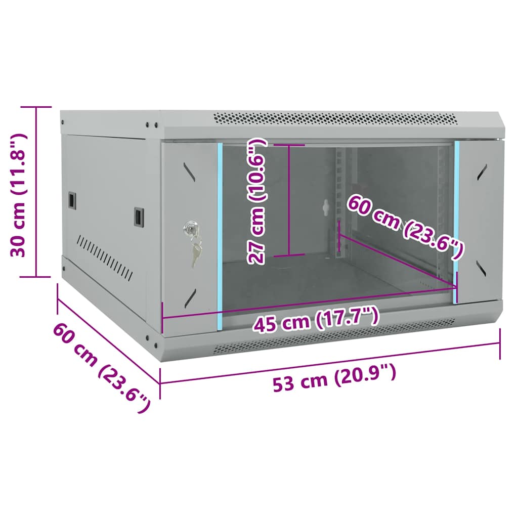 Netzwerkschrank mit Speicher Grau 60 x 45 x 28 cm Stahl
