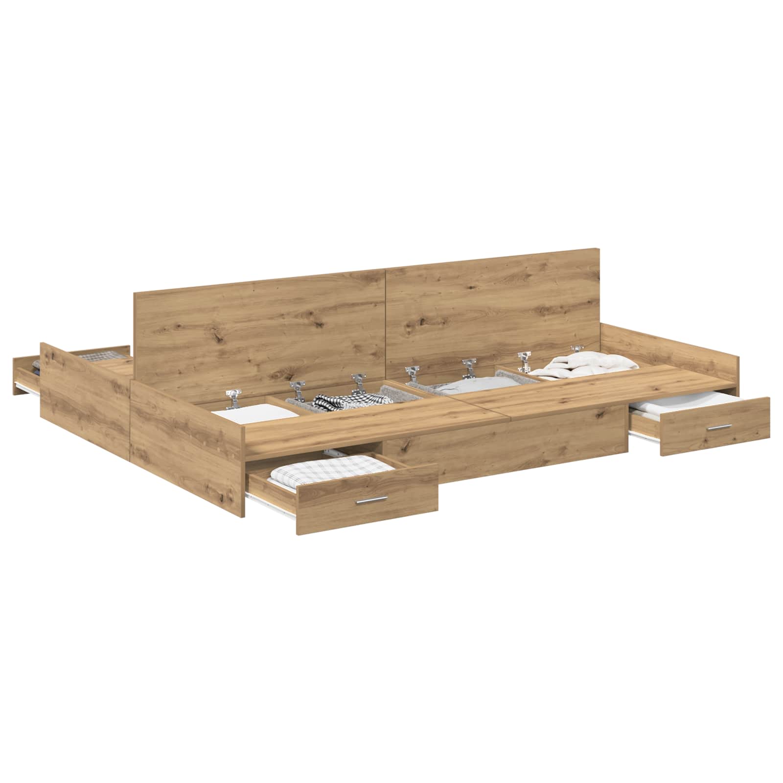 Aufbewahrungsbettgestell Weiß 200 x 200 cm Holzwerkstoff