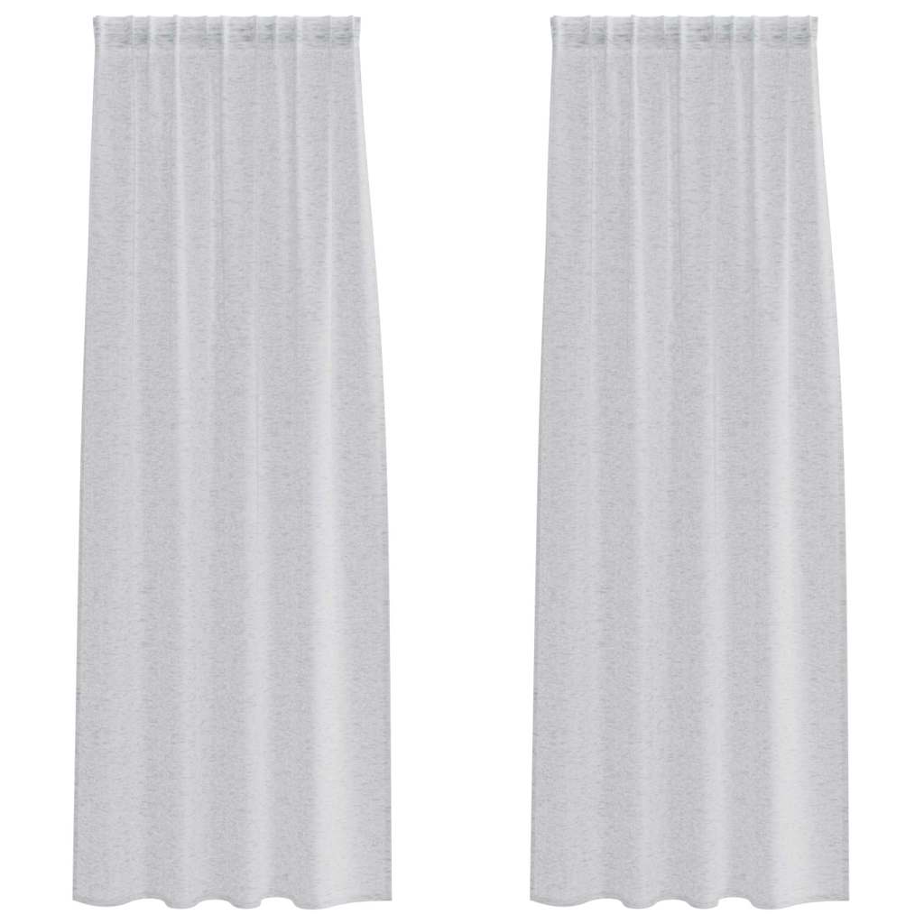 Voile-Vorhang mit Vorhängen 2 pcs Weiß 140 x 140 cm Polyester