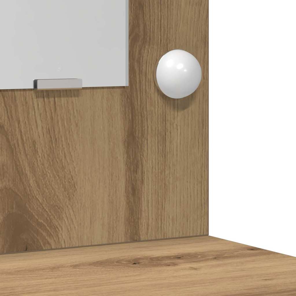 Schminktisch mit Spiegelbeleuchtung 3 pcs Weiß Holzwerkstoff