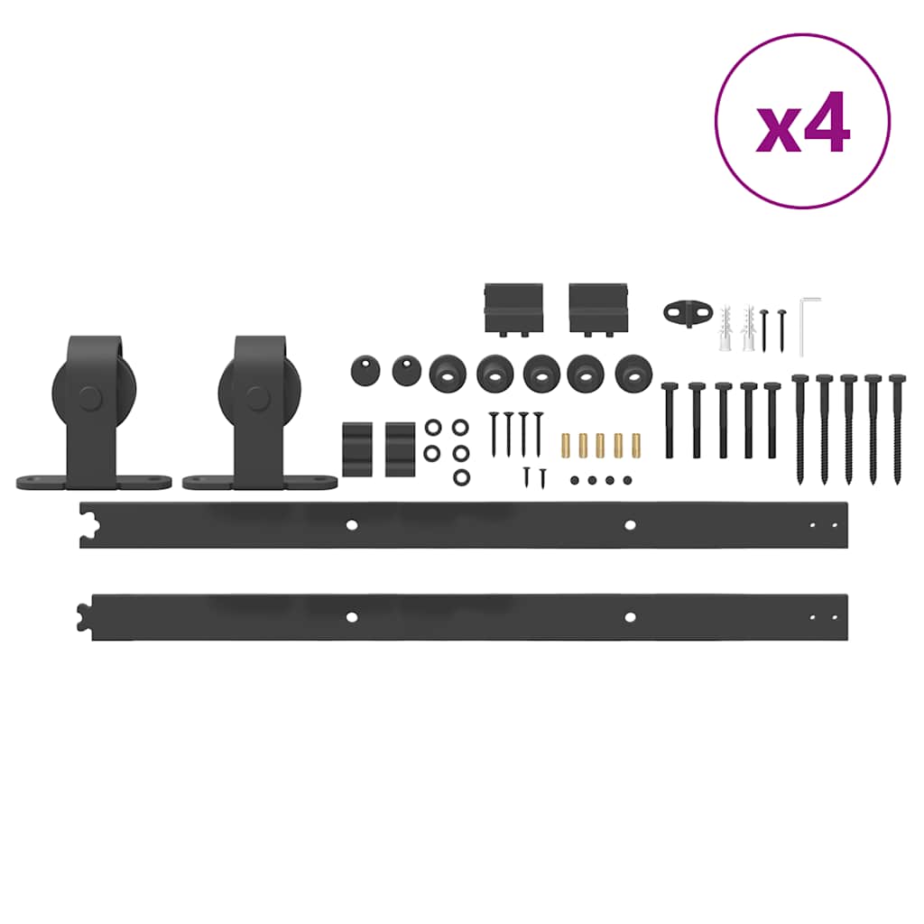 Schiebetürbeschlag-Set 183 cm Stahl Schwarz