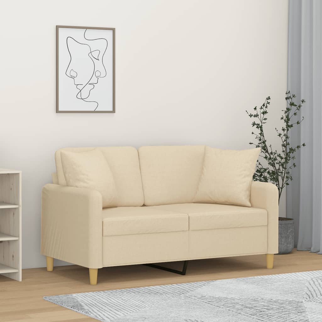 2-Sitzer-Sofa mit Zierkissen Braun 120 cm Stoff