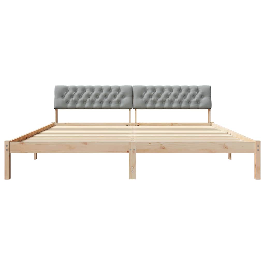 Bettgestell Braun und hellgrau 200 x 200 cm Massivholz Kiefer