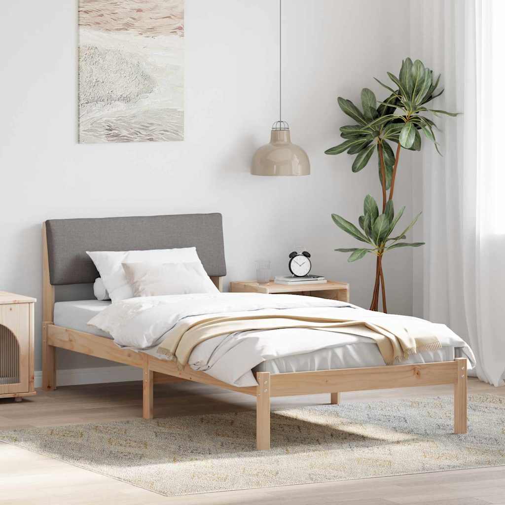 Bettgestell Braun und hellgrau 200 x 200 cm Massivholz Kiefer
