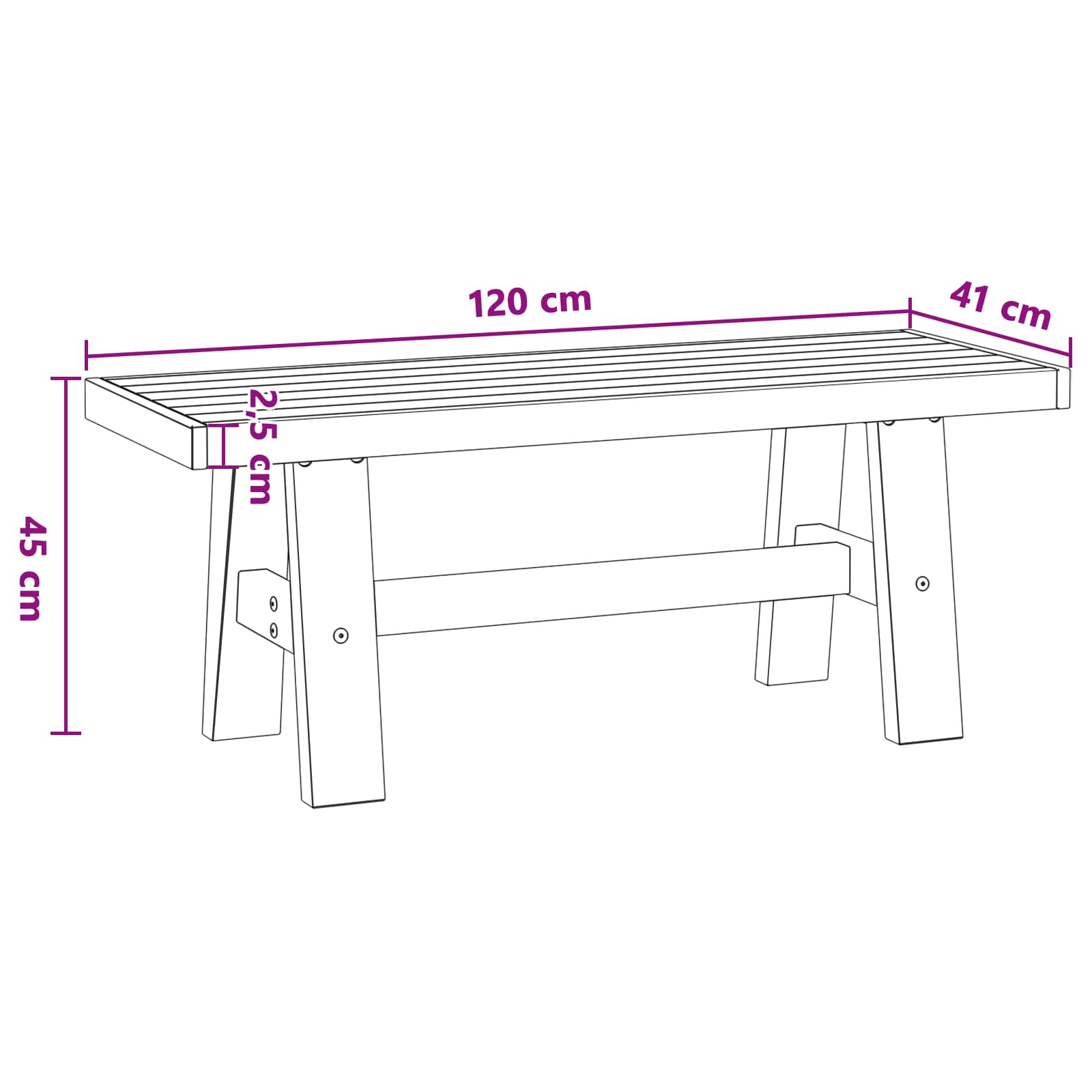 Esstischbank NOAIN 180 x 41 x 45 cm Massives Kiefernholz