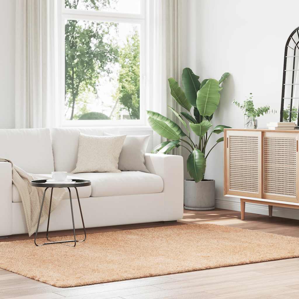 Teppich Shaggy Hochflor NAVARRA Beige 60x100 cm Polyester