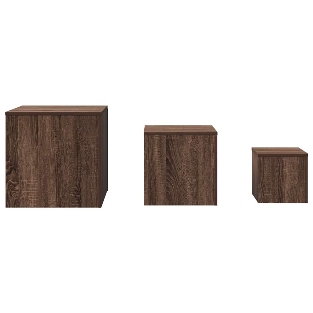 Beistelltische 3 Stk. Weiß Holzwerkstoff