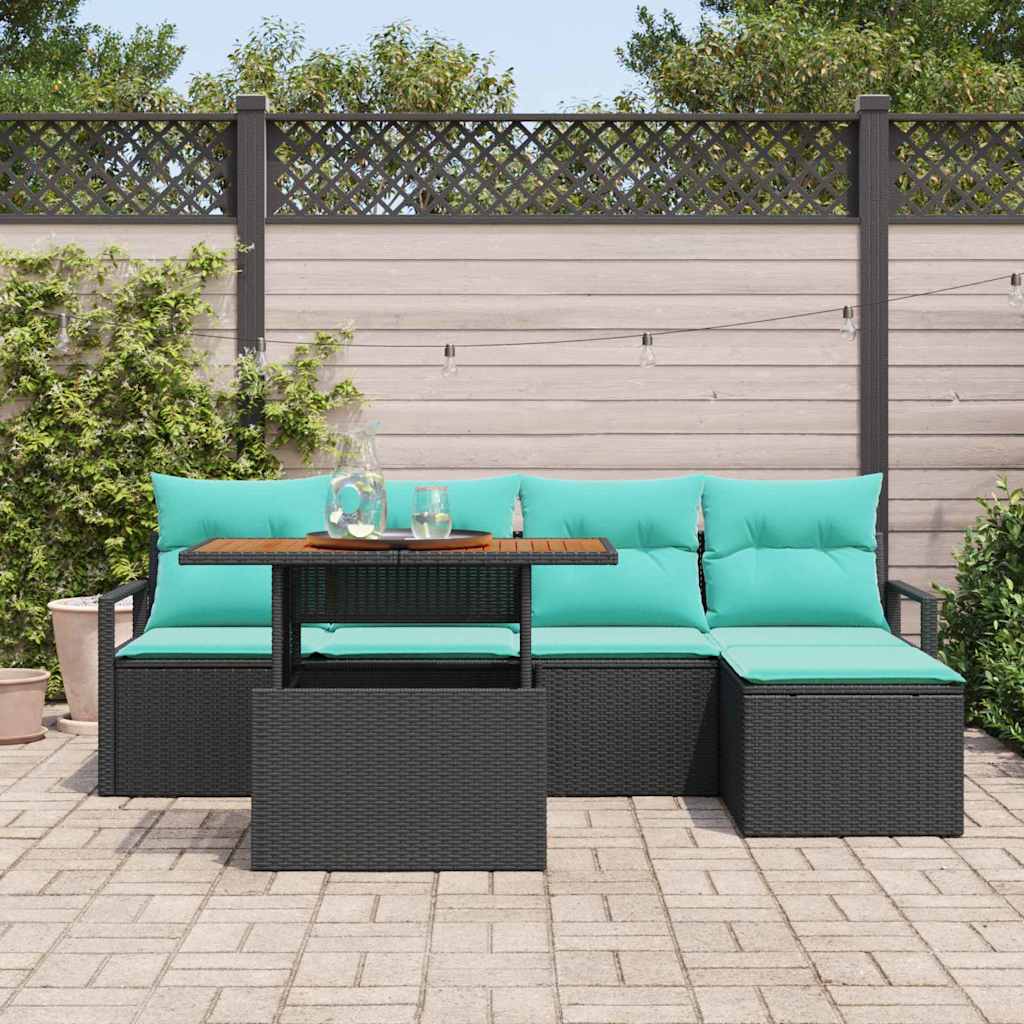 Garten Essgruppe mit Kissen 6 pcs Grau und Marineblau