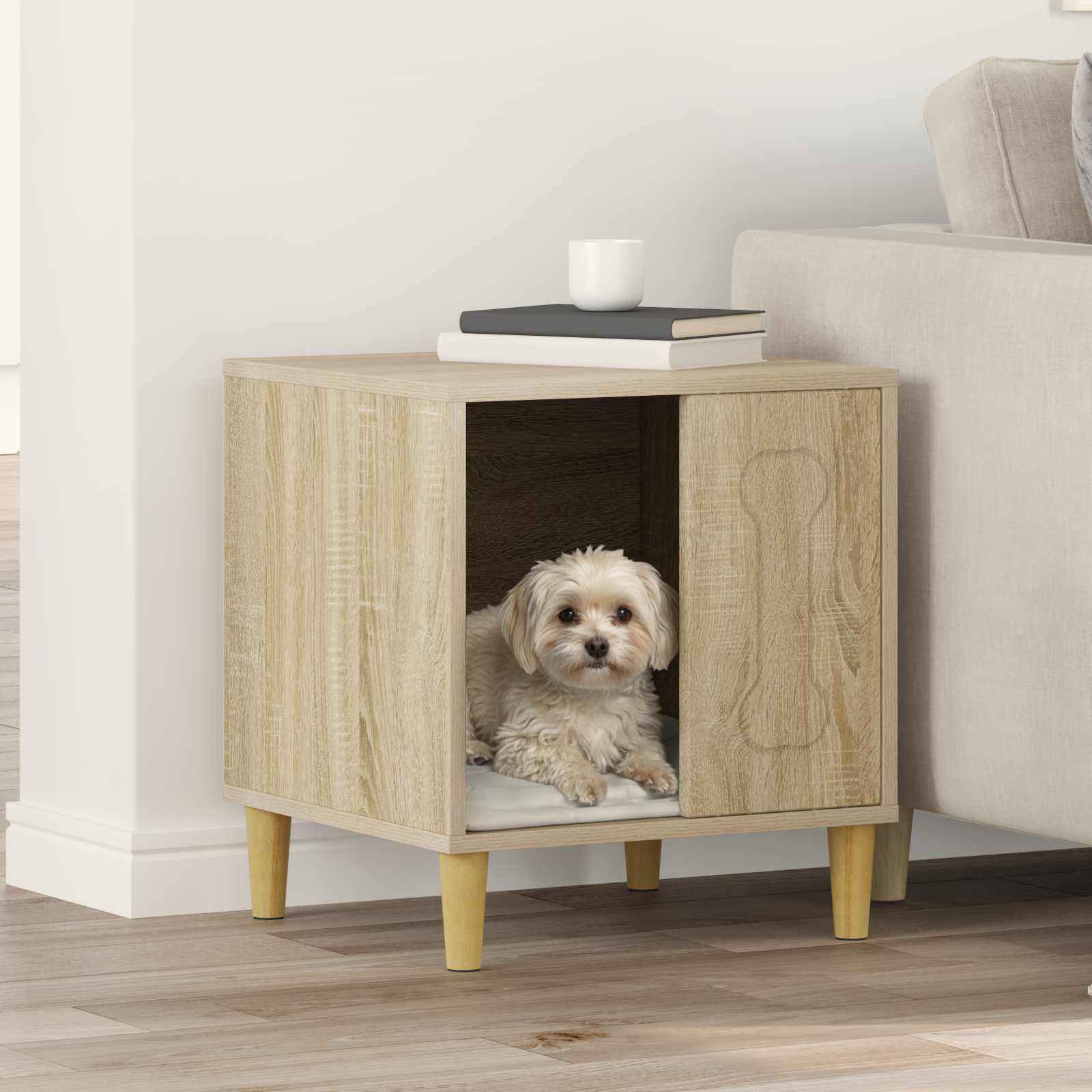 Hundehütte Weiß 44 x 42 x 49 cm Holzwerkstoff