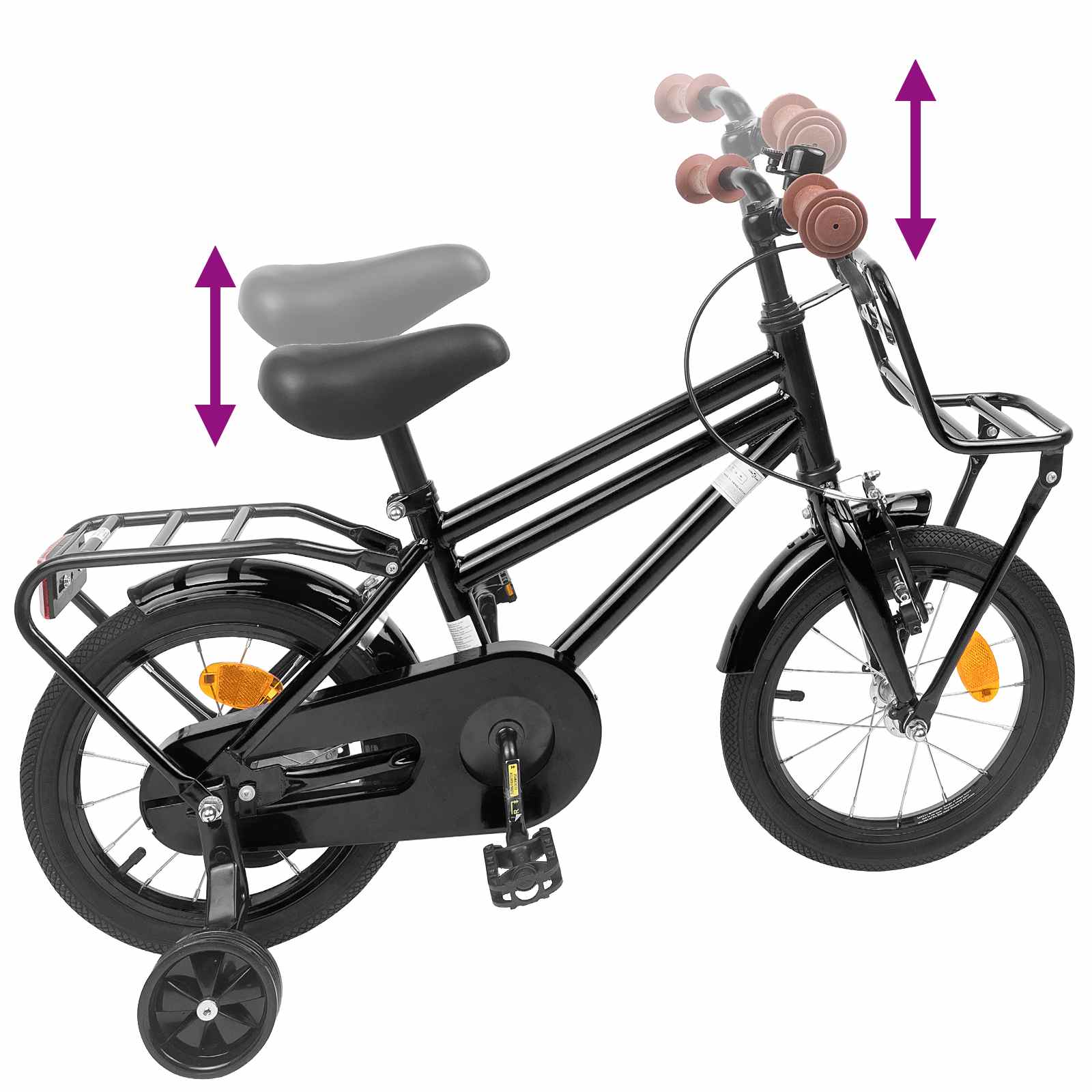 Kinderfahrrad 18 Zoll für 5-7 Jahre alt Schwarz