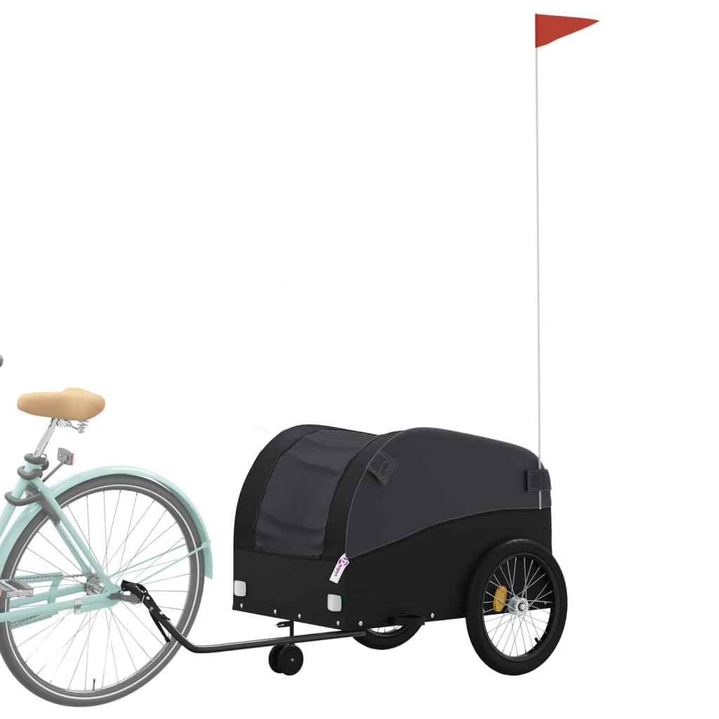 Fahrradanhänger Schwarz und Orange 30 kg Eisen