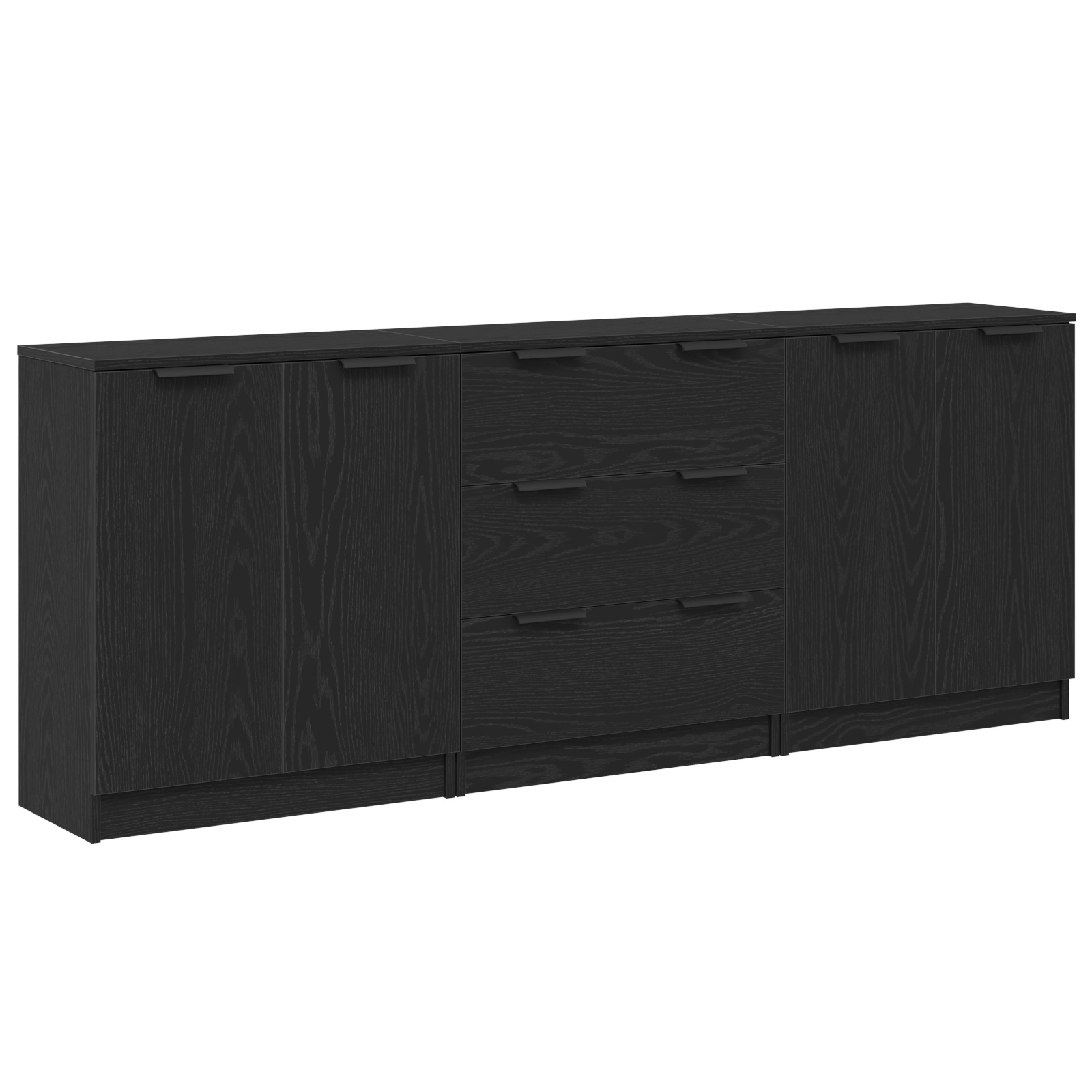 3-tlg. Sideboards Weiß Holzwerkstoff