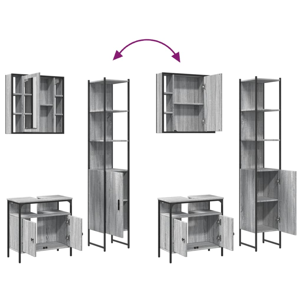 3-tlg. Badmöbel-Set Schwarz Holzwerkstoff