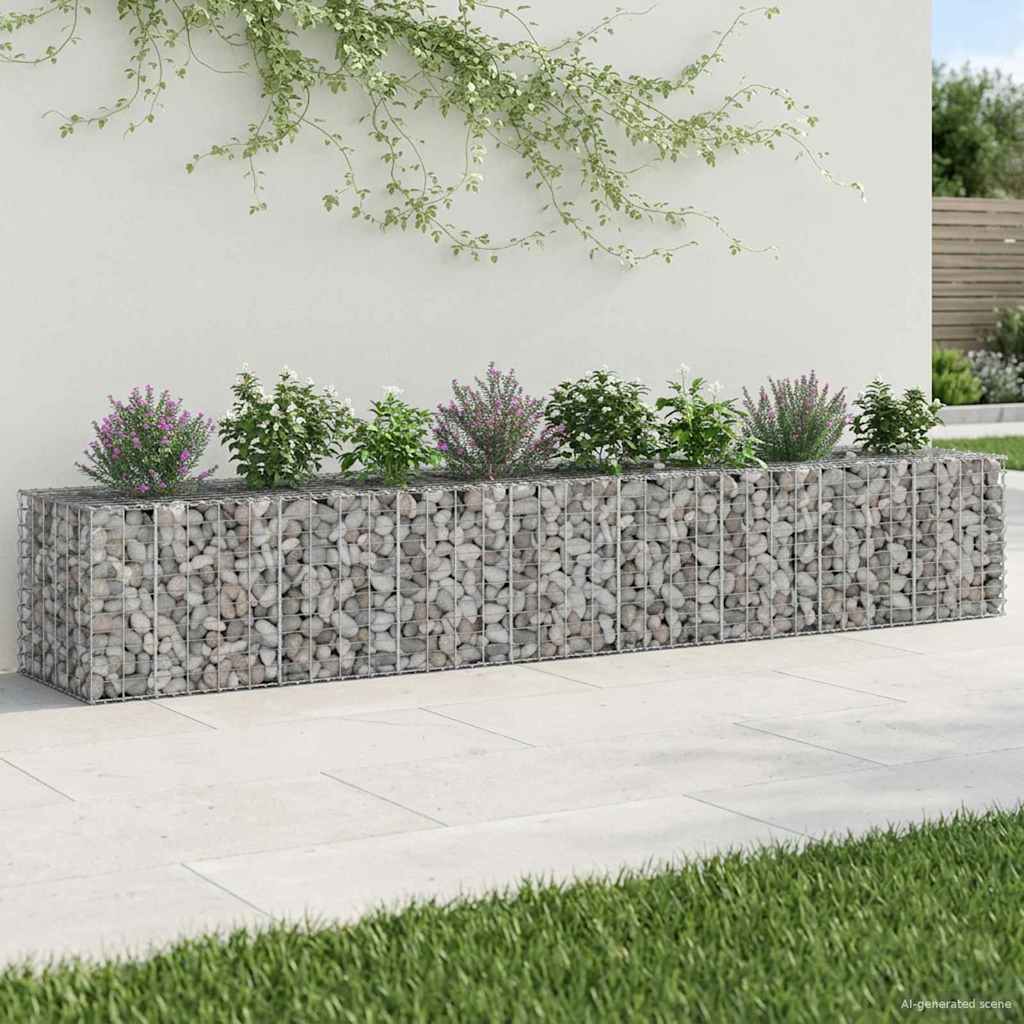 Gabionen Hochbeet 2 pcs Silber 260 x 60 x 55 cm