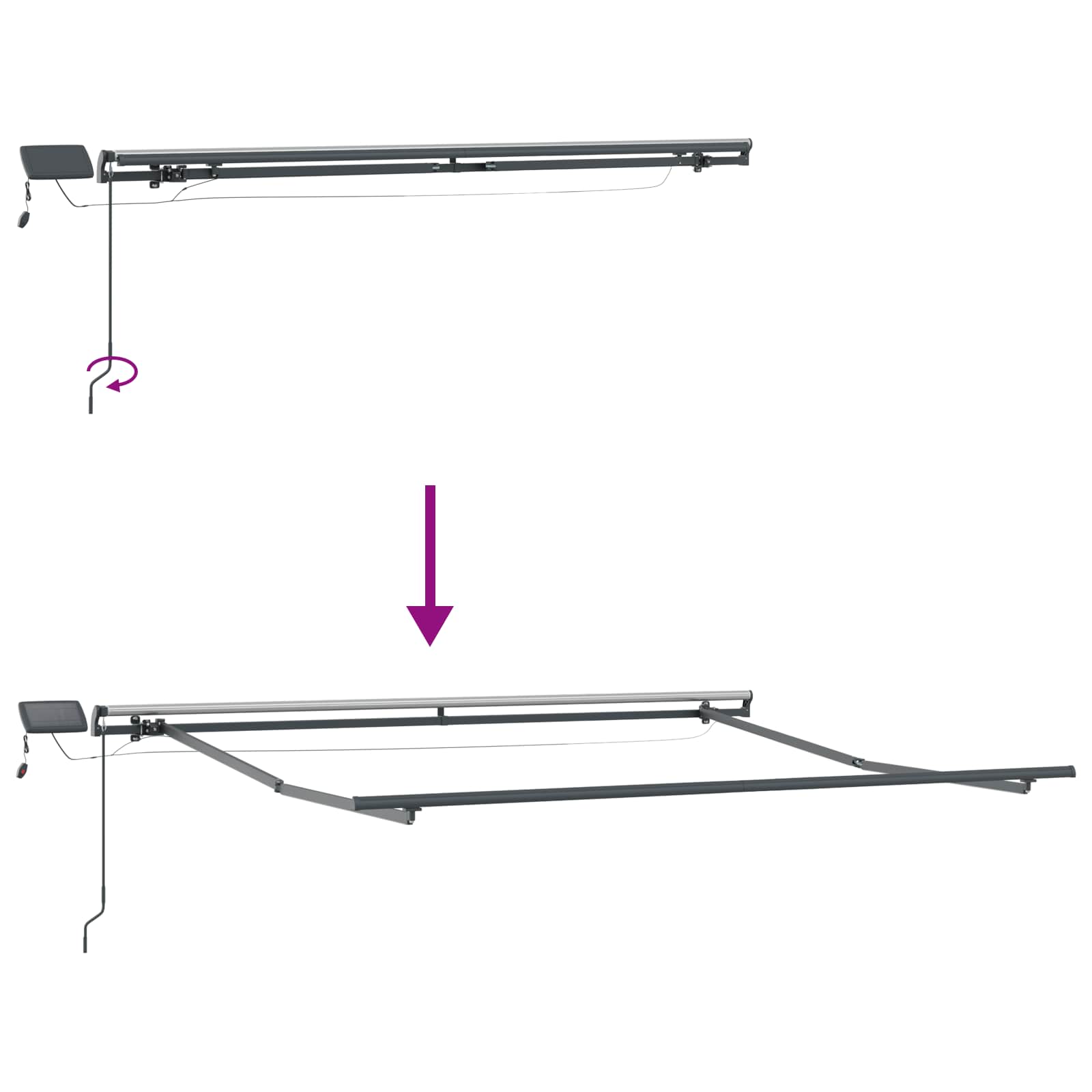Markise Manuell Einziehbar mit LED 300x250 cm Blau und Weiß