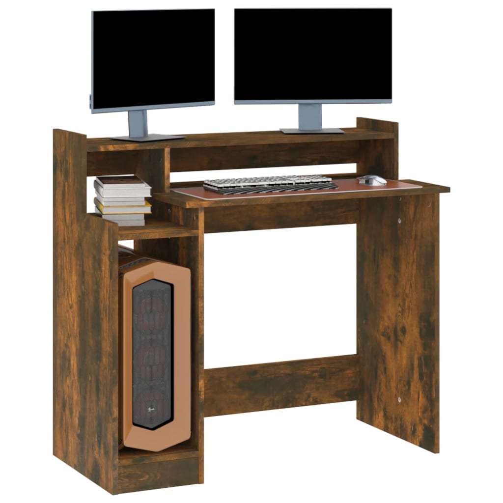 Schreibtisch mit LEDs Weiß 97x45x90 cm Holzwerkstoff