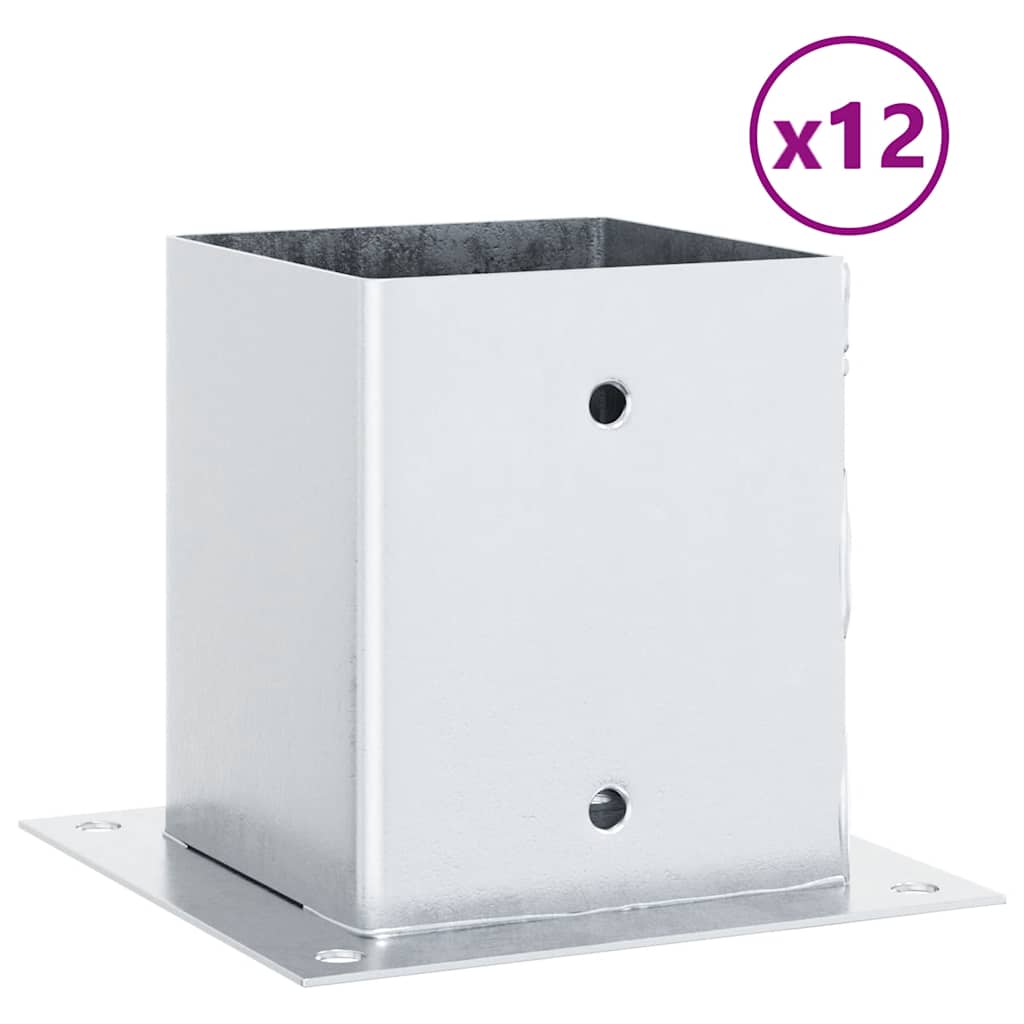 Pfostenträger Quadratisch 4Stk. Silber 46x46mm Verzinkter Stahl
