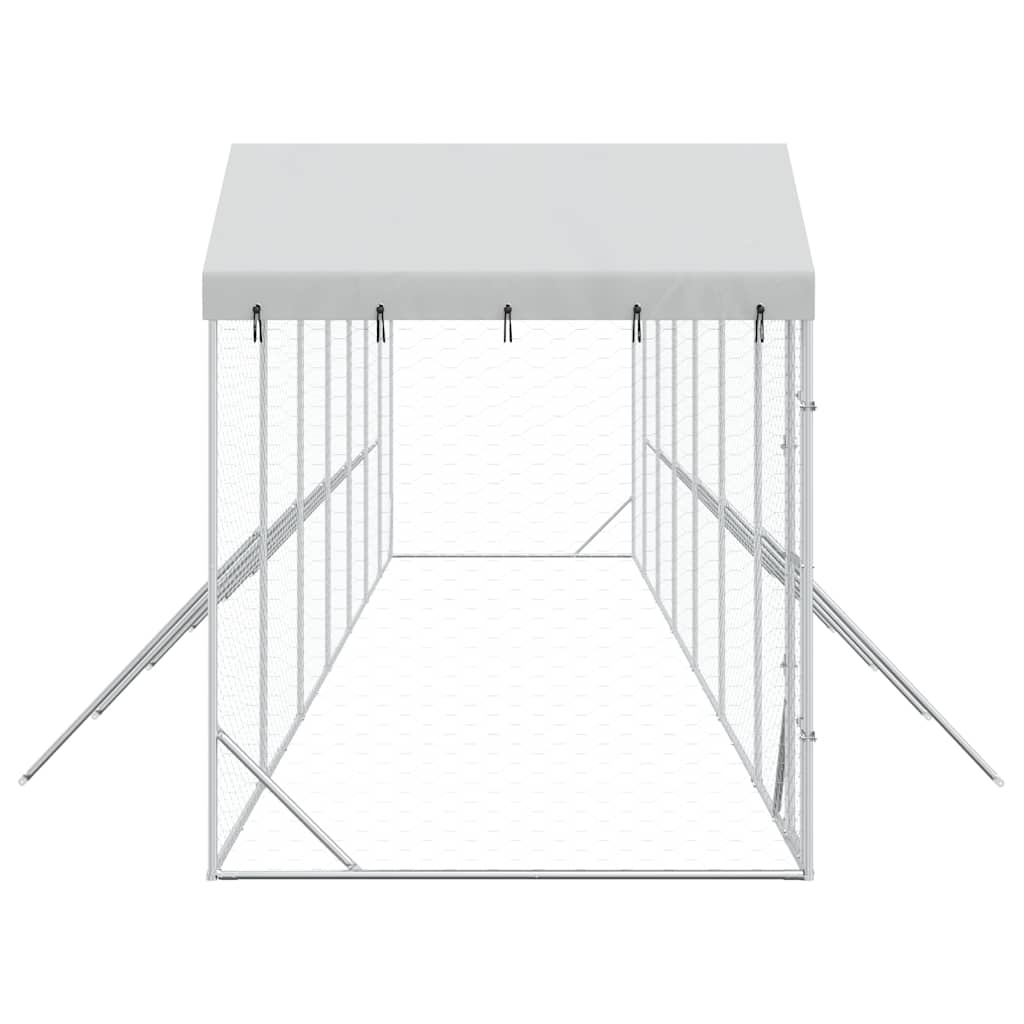 Outdoor-Hundezwinger mit Dach Silber 2x2x2,5 m Verzinkter Stahl