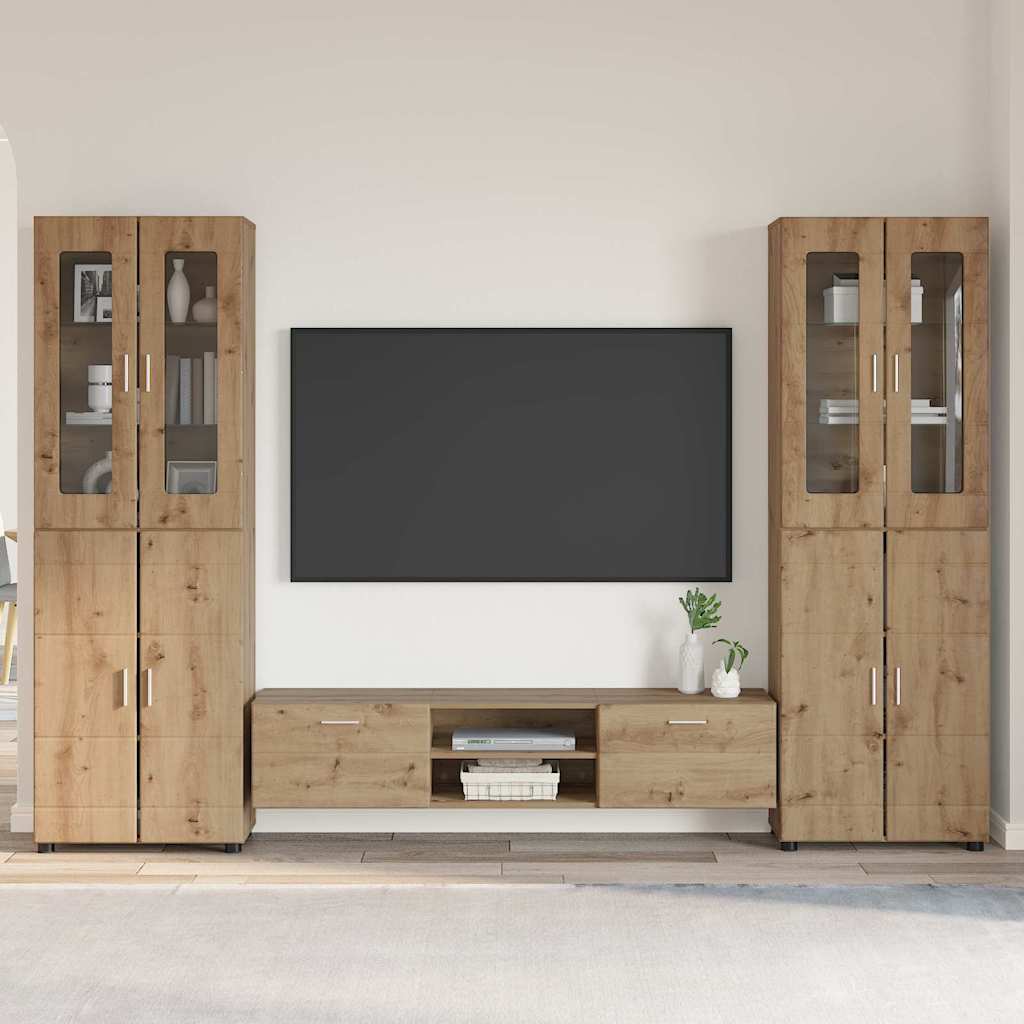 Highboard mit Regal FLORIN Weiß 60 x 35 x 182 cm Holzwerkstoff