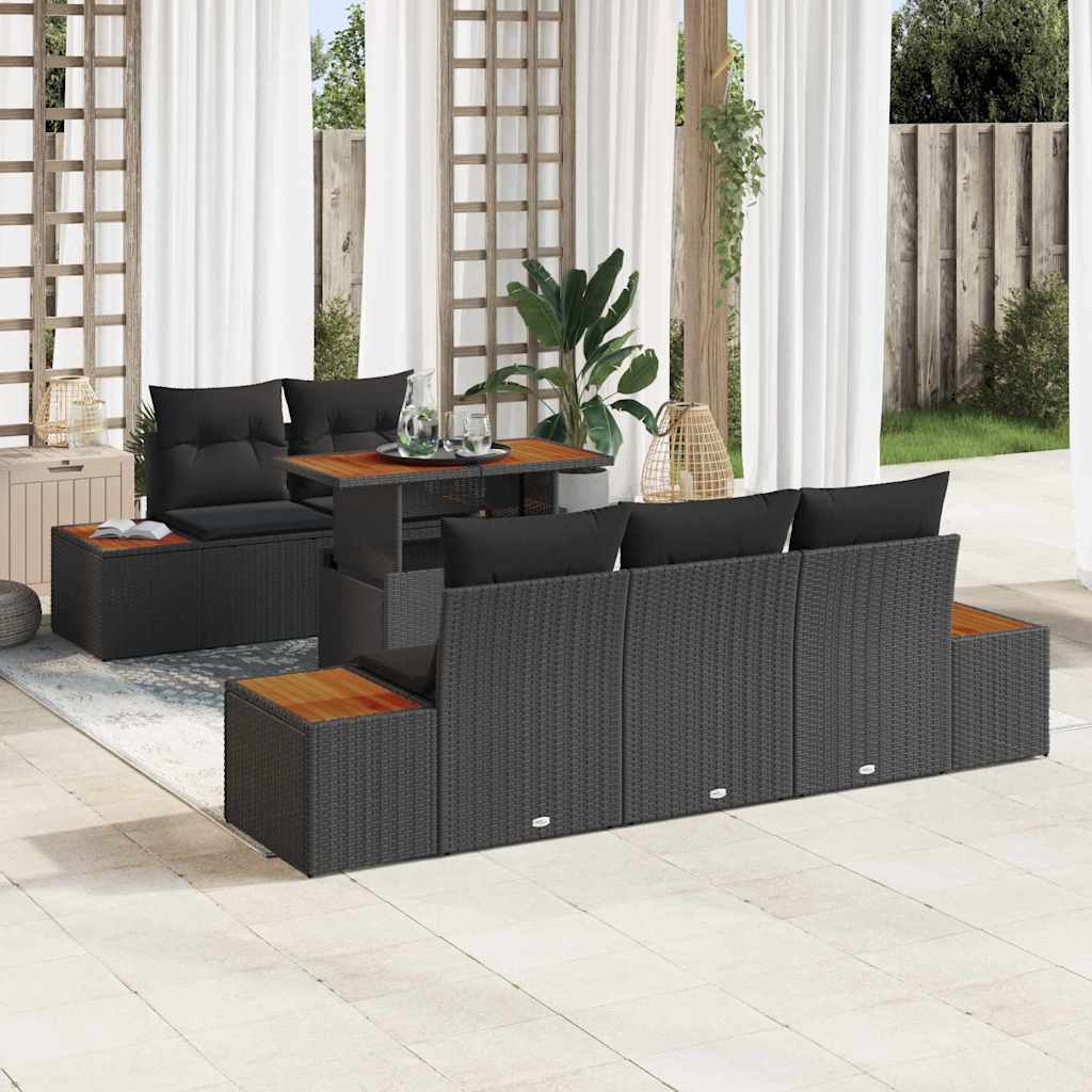 Garten Essgruppe mit Kissen 6 pcs Schwarz und Beige