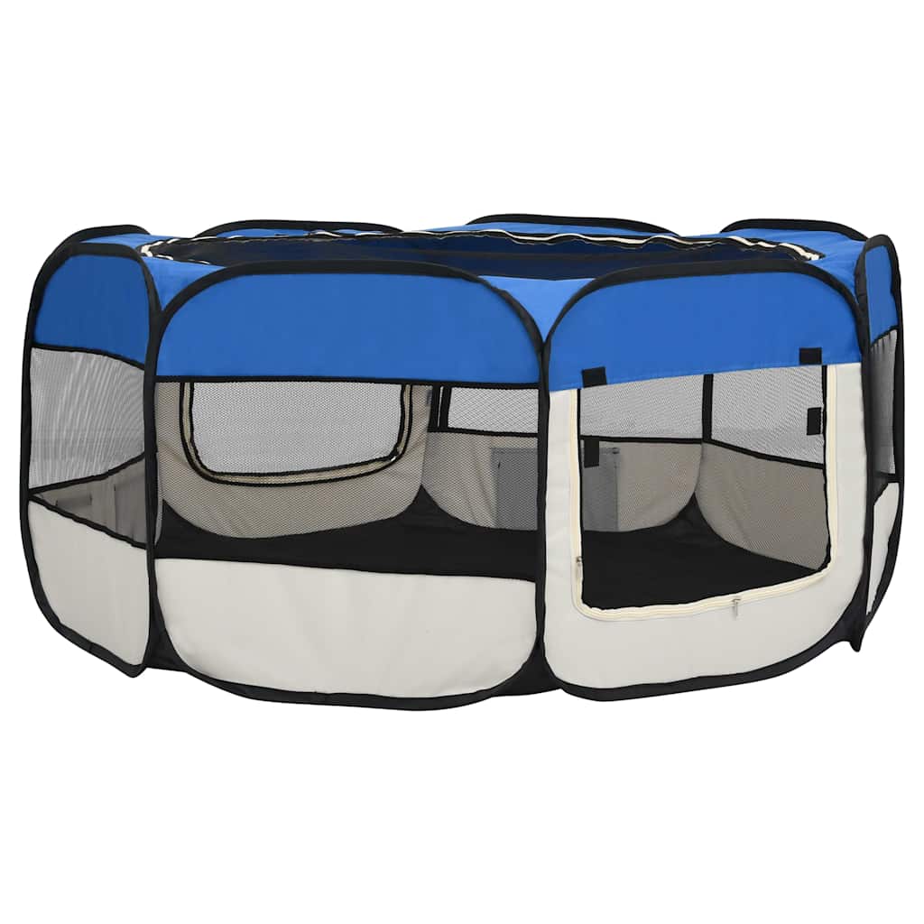 Faltbarer Welpenlaufstall mit Tragetasche Schwarz 90x90x58 cm