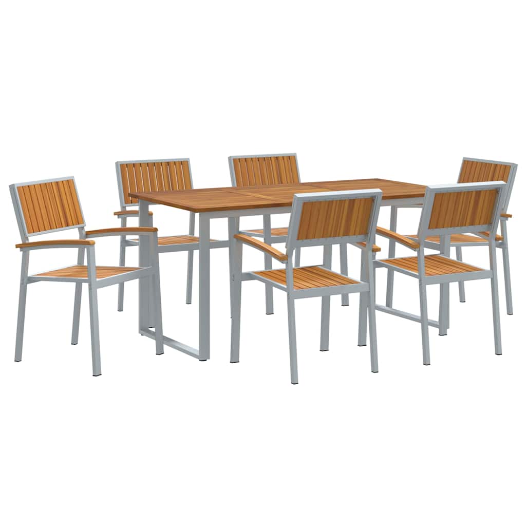Garten Essgruppe 5 pcs Grau Massivholz Akazie