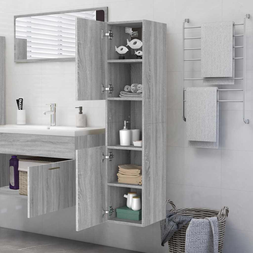 Badezimmerschrank Weiß 30x30x130 cm Holzwerkstoff