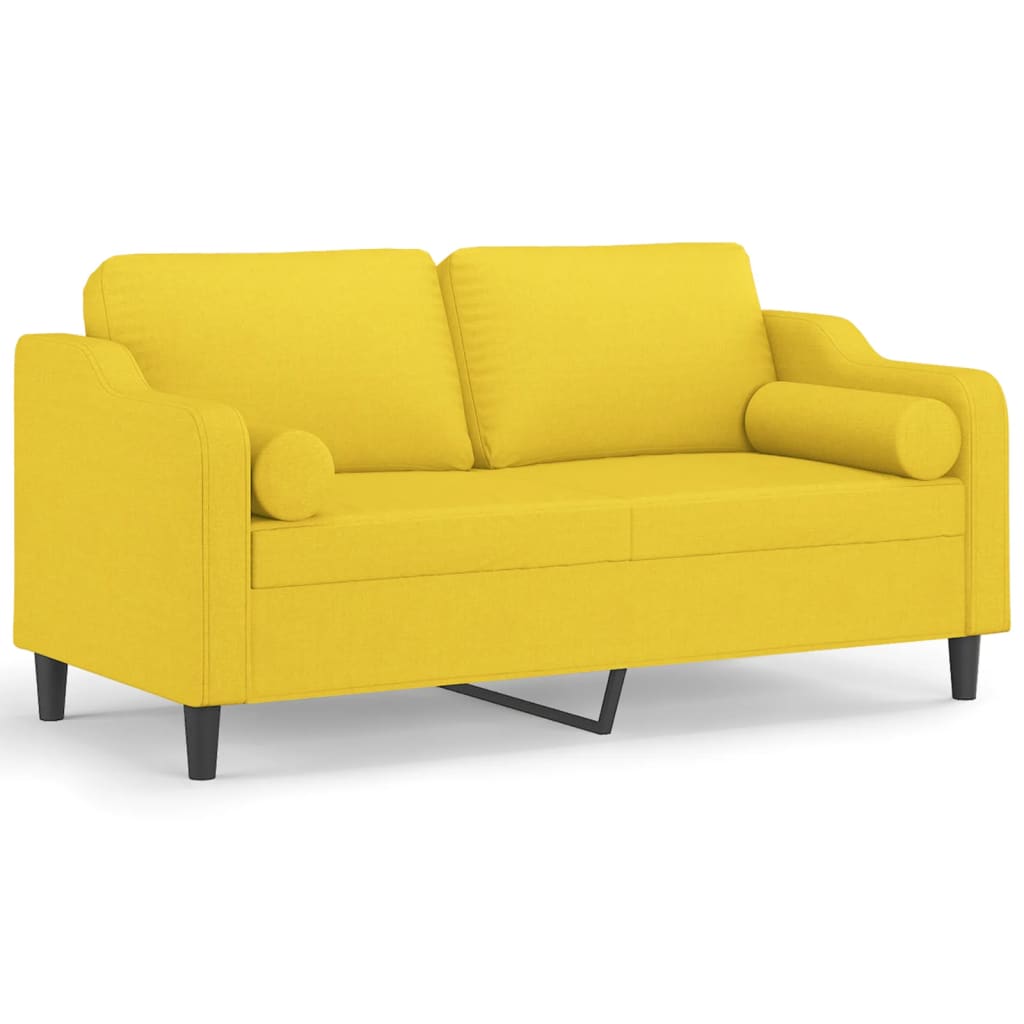 2-Sitzer-Sofa mit Zierkissen Braun 120 cm Stoff