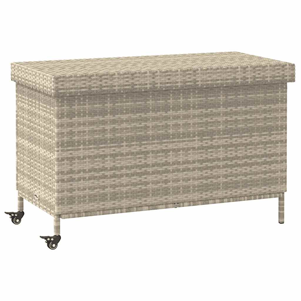 Gartentruhe mit Rollen Schwarz 110x55x73 cm Poly Rattan
