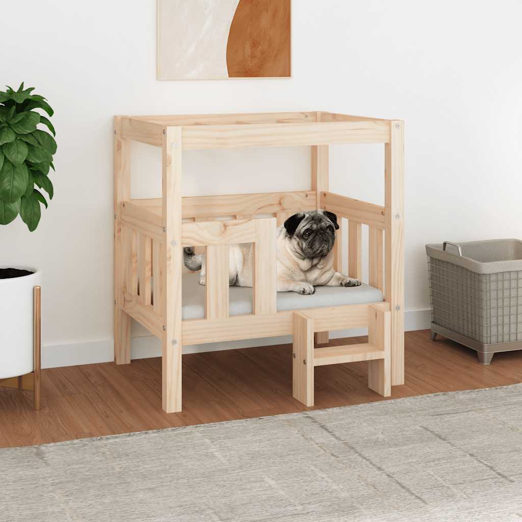 Hundebett Weiß 55,5x53,5x60 cm Massivholz Kiefer