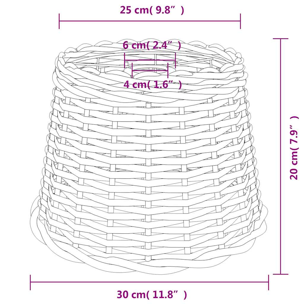 Lampenschirm Weiß Ø15x12 cm Korbweide