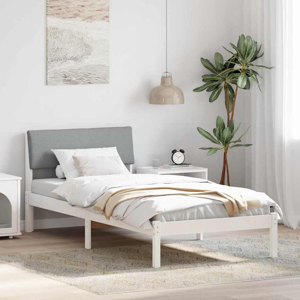 Bettgestell Braun und hellgrau 200 x 200 cm Massivholz Kiefer
