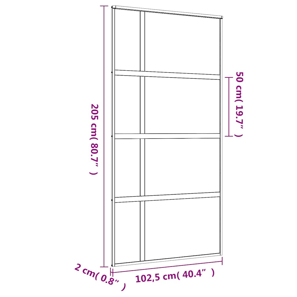 Schiebetür ESG-Glas und Aluminium 76x205 cm Schwarz