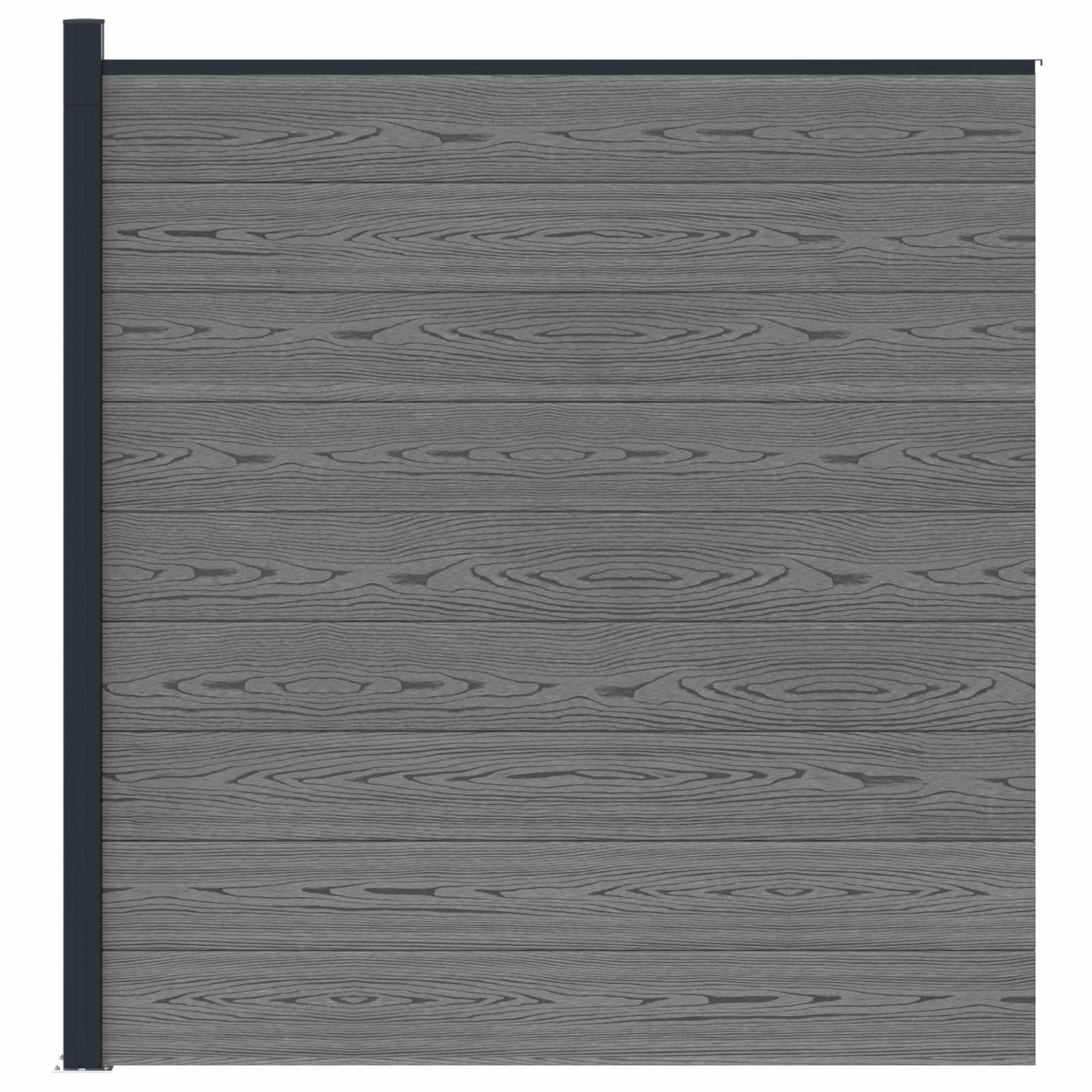 Zaunelement WPC 180x186 cm Schwarz